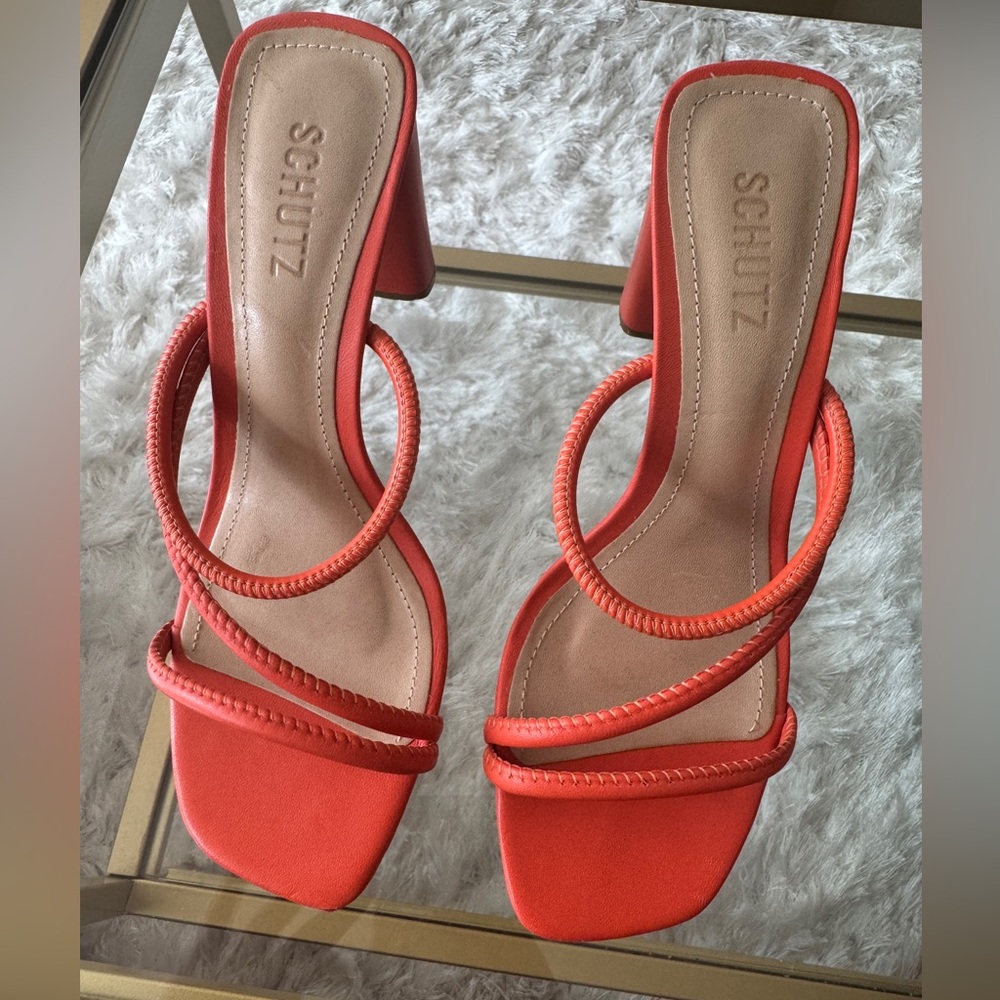 Schutz Chessie Sandals Flame Orange
